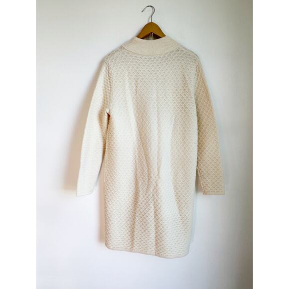 Sail to Sable Honeycomb Wool Cardigan Jacket Duster, Creme Wool Medium - Picture 4 of 6